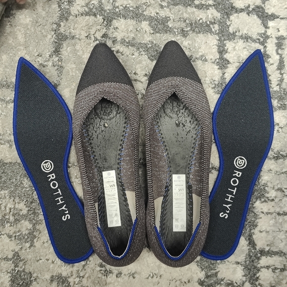 Rothy twilight metallic cap toe sparkly flat point shoes size 9 - like new - Picture 2 of 4